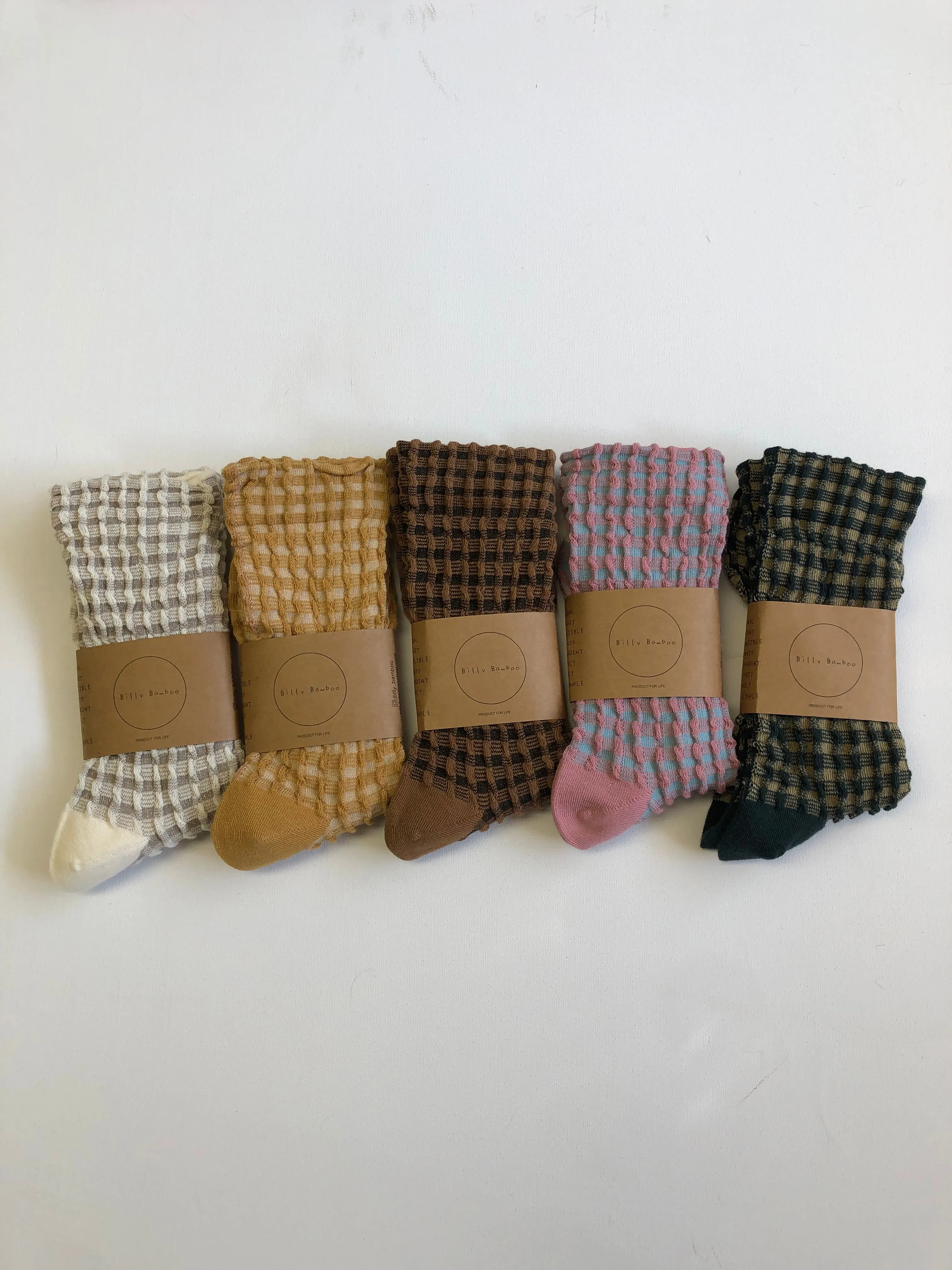 GINGHAM WAFFLE SOCKS - neutral sold by Billy Bamboo