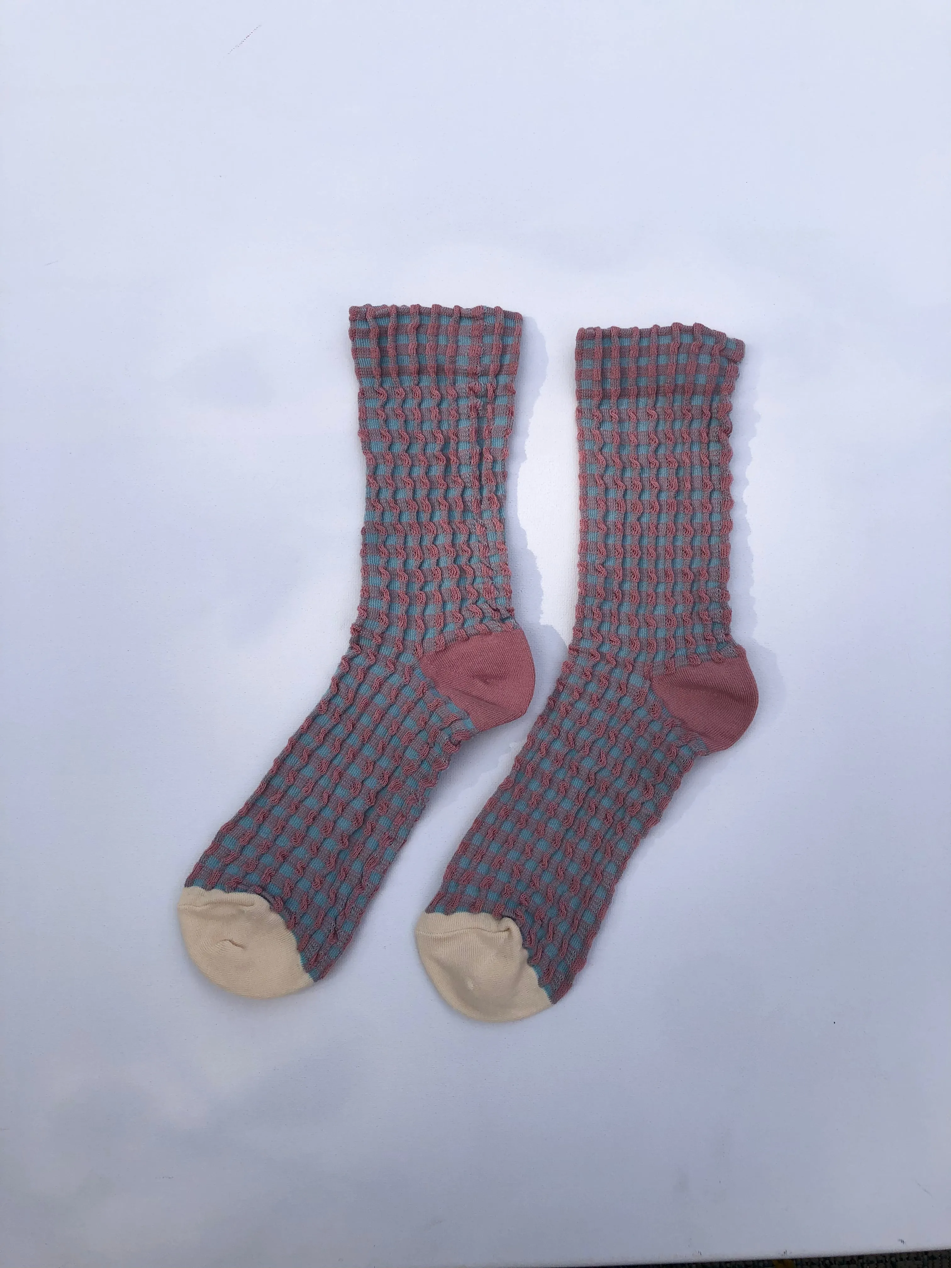 GINGHAM WAFFLE SOCKS - neutral sold by Billy Bamboo product image thumbnail 5