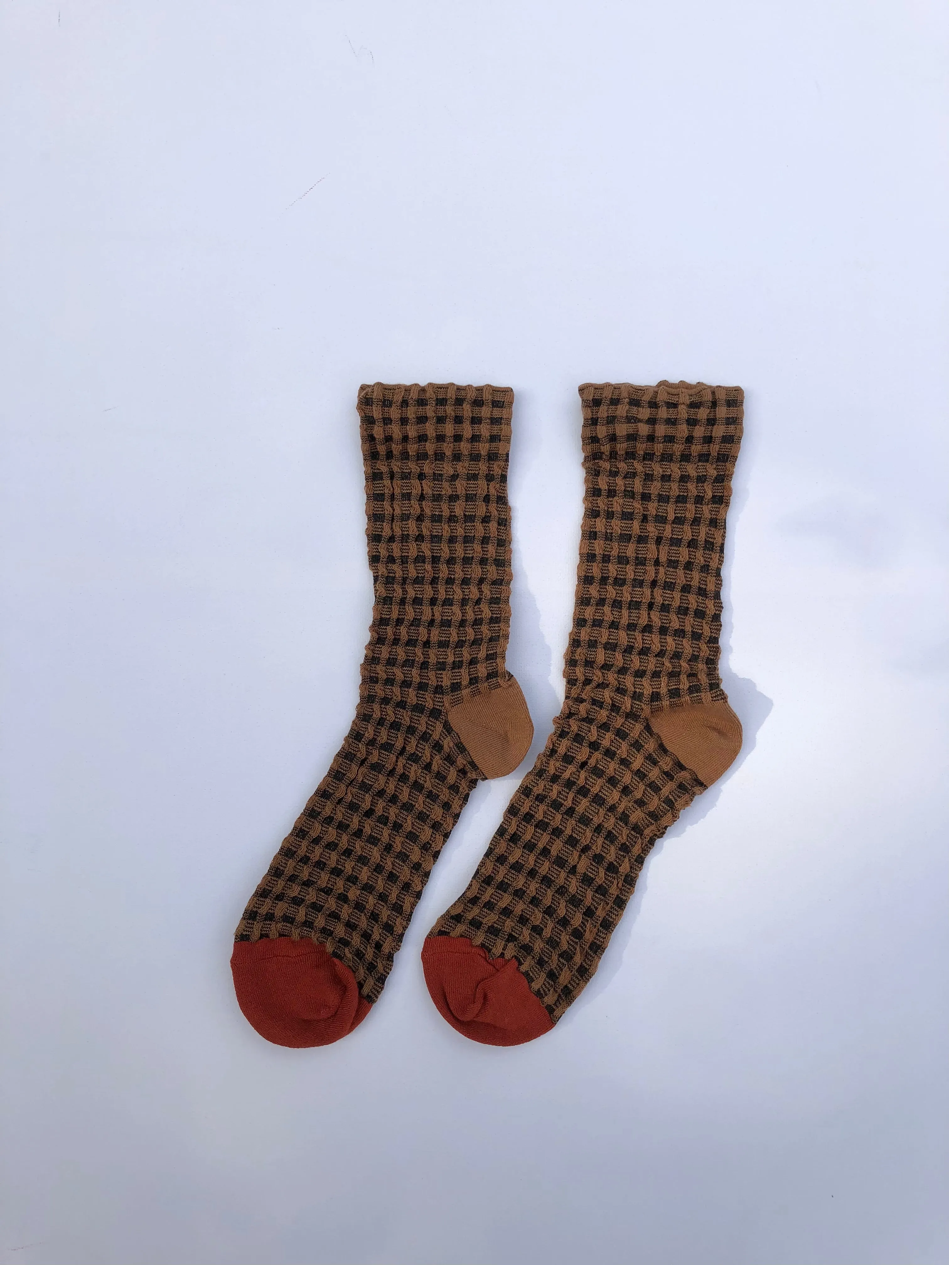 GINGHAM WAFFLE SOCKS - neutral sold by Billy Bamboo product image thumbnail 3
