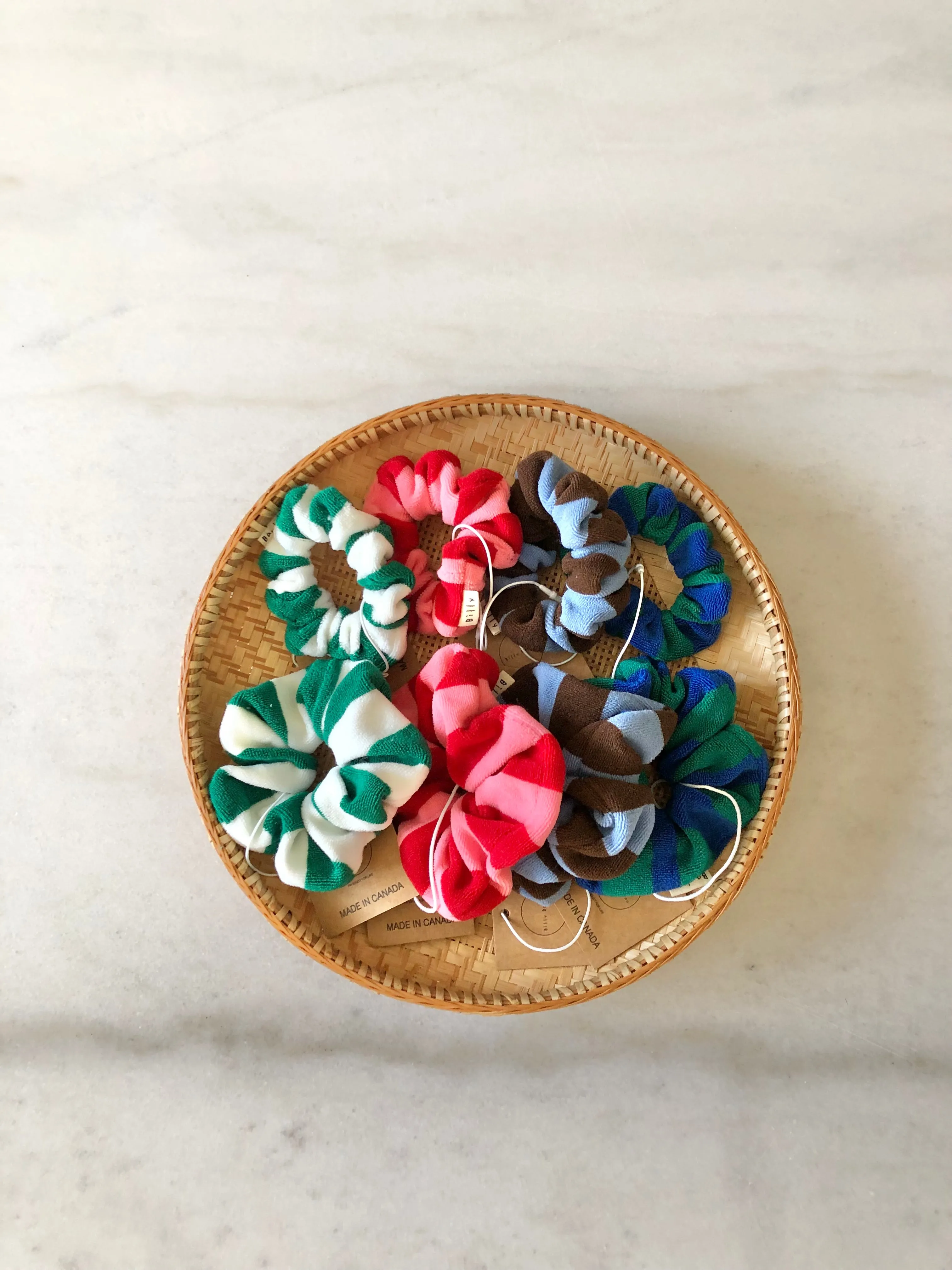TOWELING STRIPE SCRUNCHIES sold by Billy Bamboo