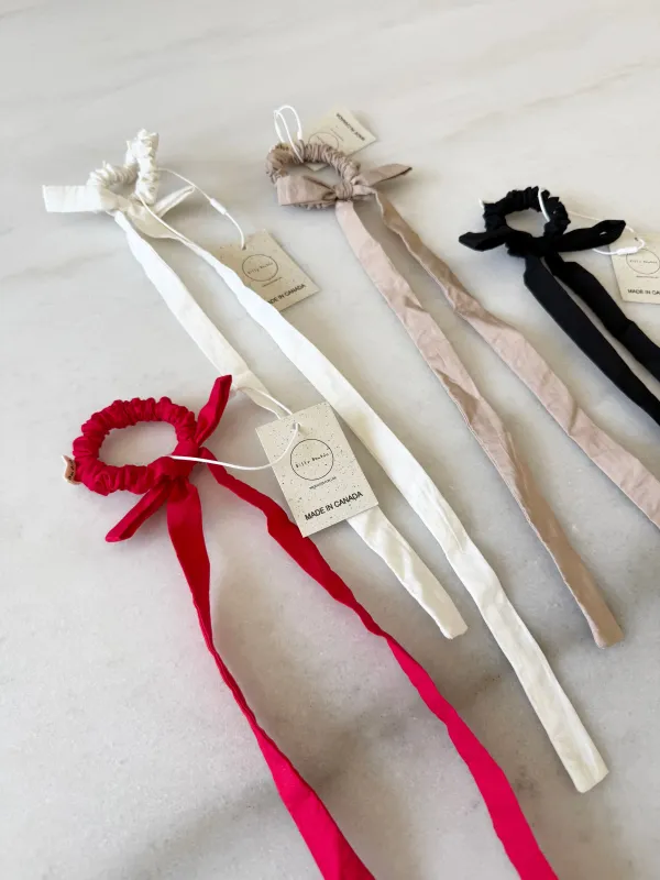 COTTON POPLIN MINI BOW SCRUNCHIES made by Billy Bamboo