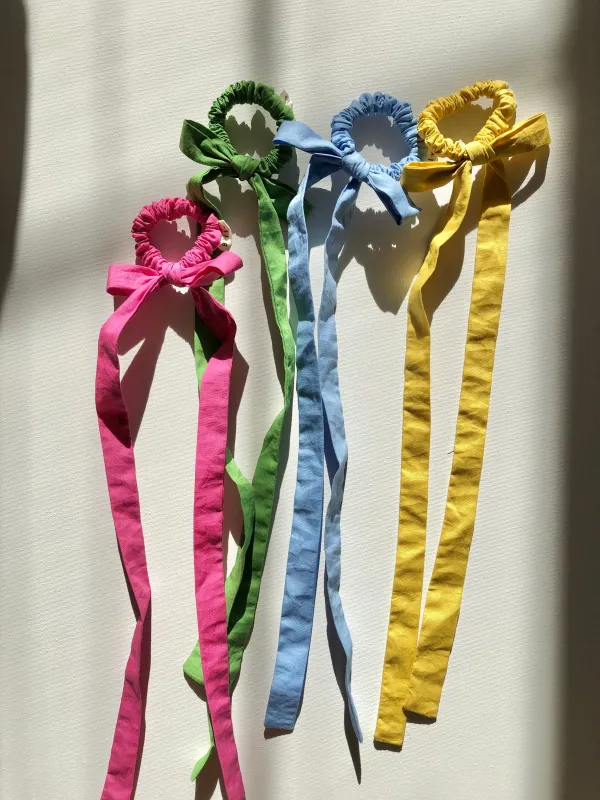 COTTON POPLIN MINI BOW SCRUNCHIES made by Billy Bamboo
