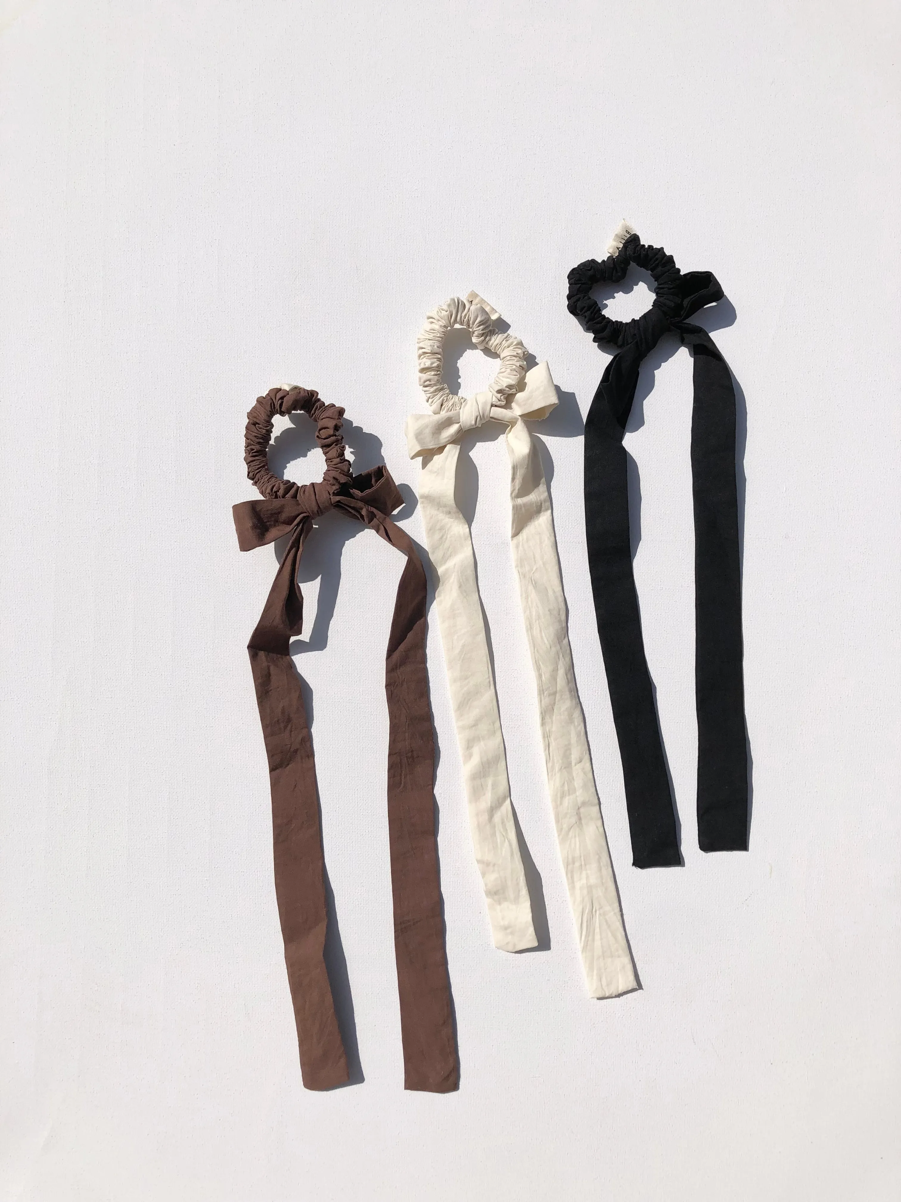 COTTON POPLIN MINI BOW SCRUNCHIES sold by Billy Bamboo