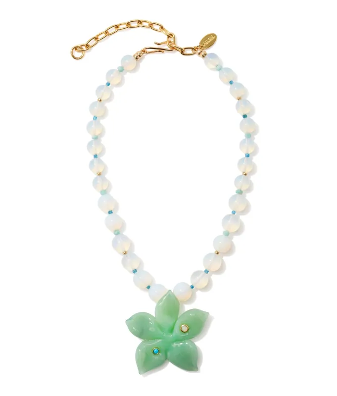 Vinca Flower Necklace in Sea Foam sold by Lizzie Fortunato