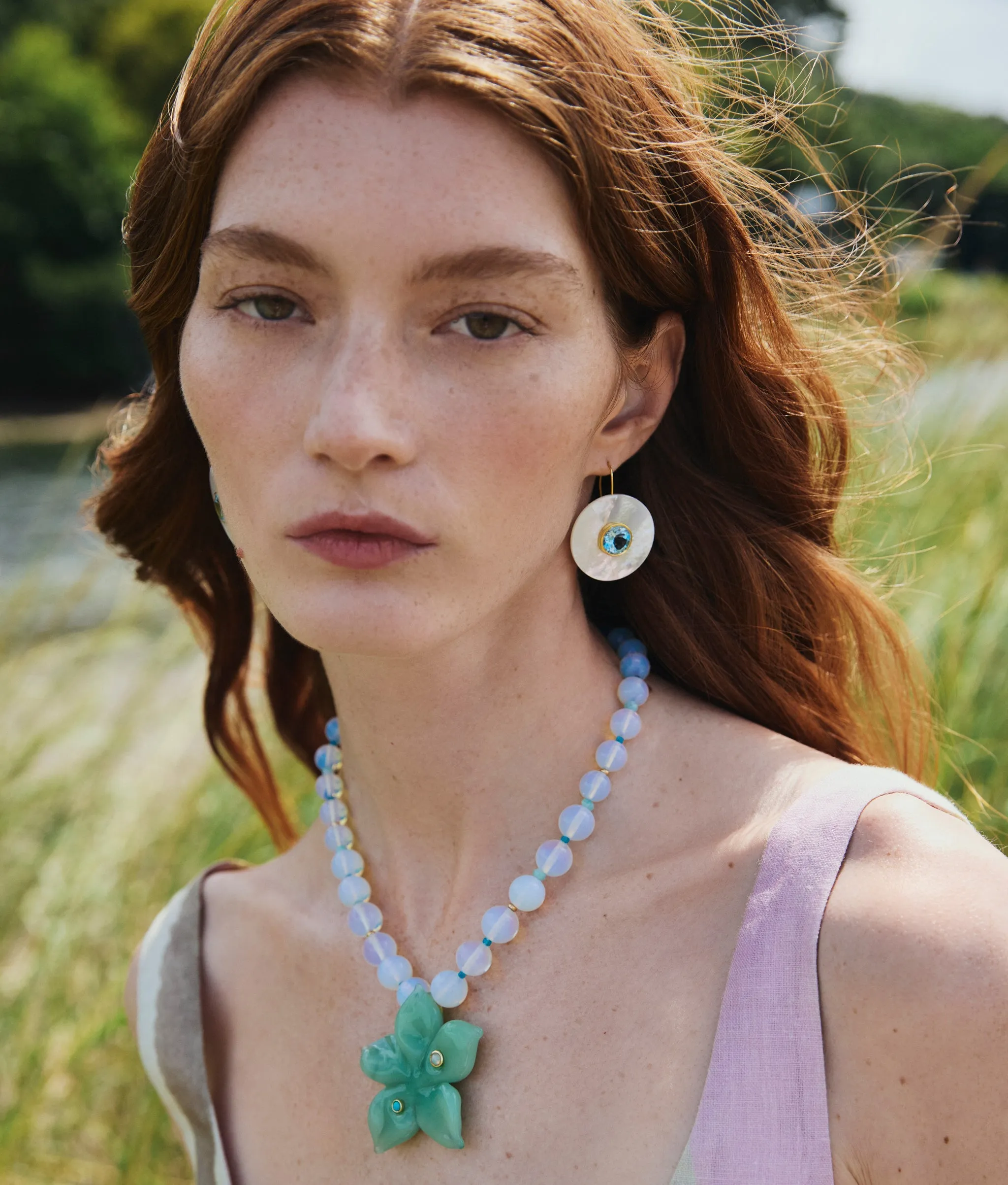 Vinca Flower Necklace in Sea Foam sold by Lizzie Fortunato product image thumbnail 2