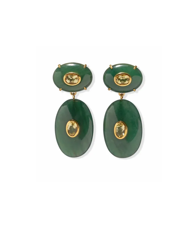 Dorothy Earrings in Green Jade sold by Lizzie Fortunato