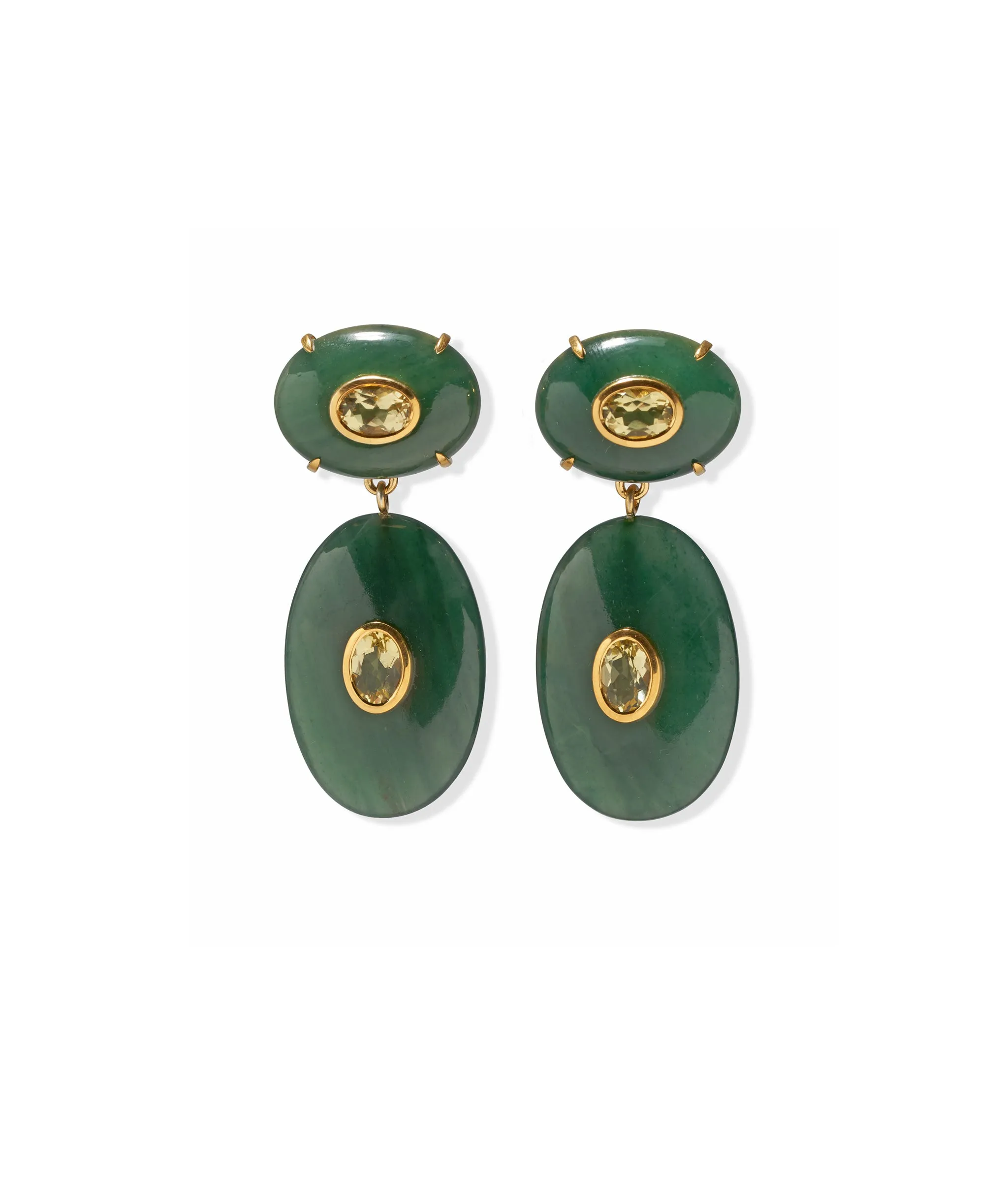 Dorothy Earrings in Green Jade sold by Lizzie Fortunato