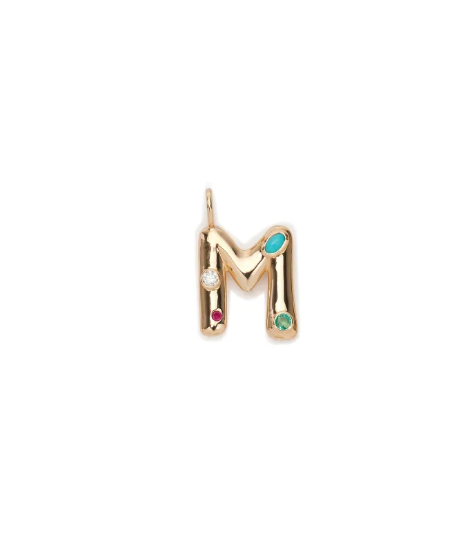 14k Gold Confetti Letter "M" Charm made by Lizzie Fortunato