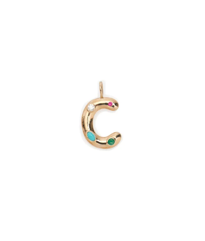 14k Gold Confetti Letter "C" Charm made by Lizzie Fortunato