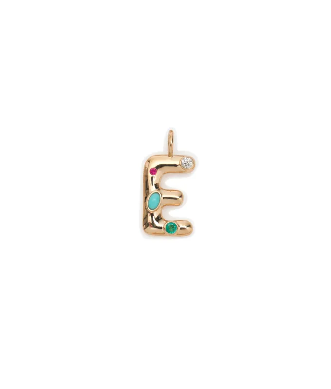 14k Gold Confetti Letter "E" Charm made by Lizzie Fortunato
