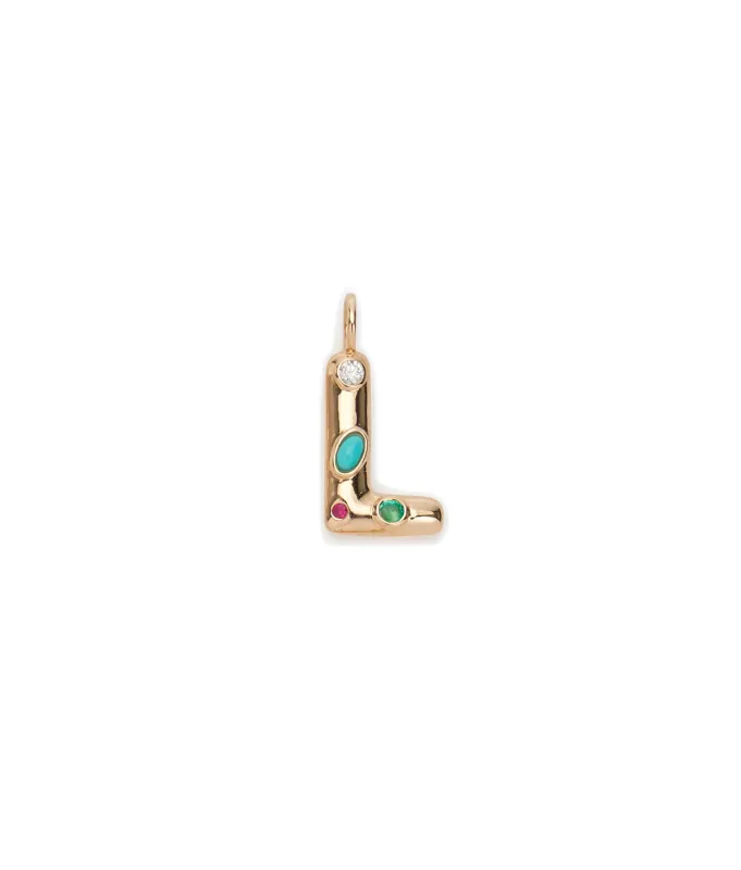 14k Gold Confetti Letter "L" Charm made by Lizzie Fortunato