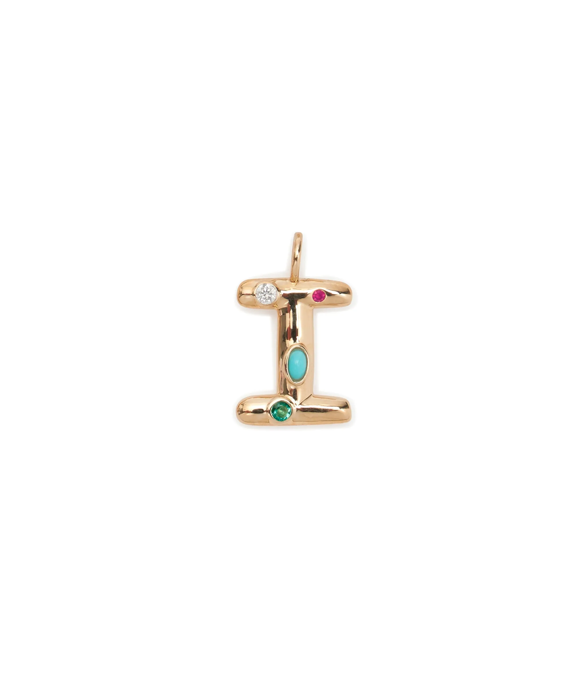 14k Gold Confetti Letter "I" Charm sold by Lizzie Fortunato
