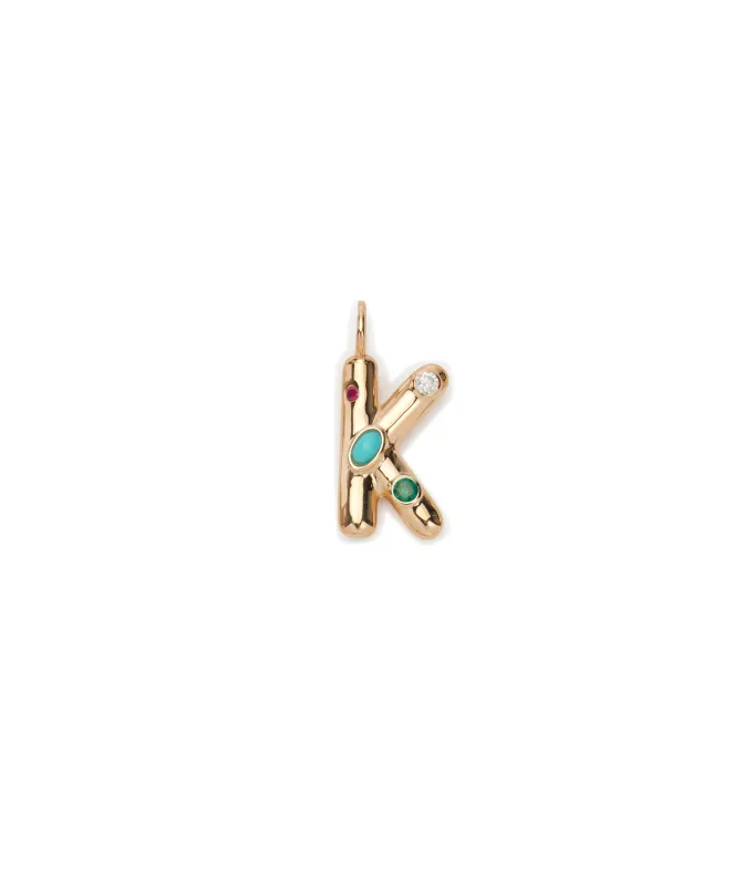 14k Gold Confetti Letter "K" Charm made by Lizzie Fortunato