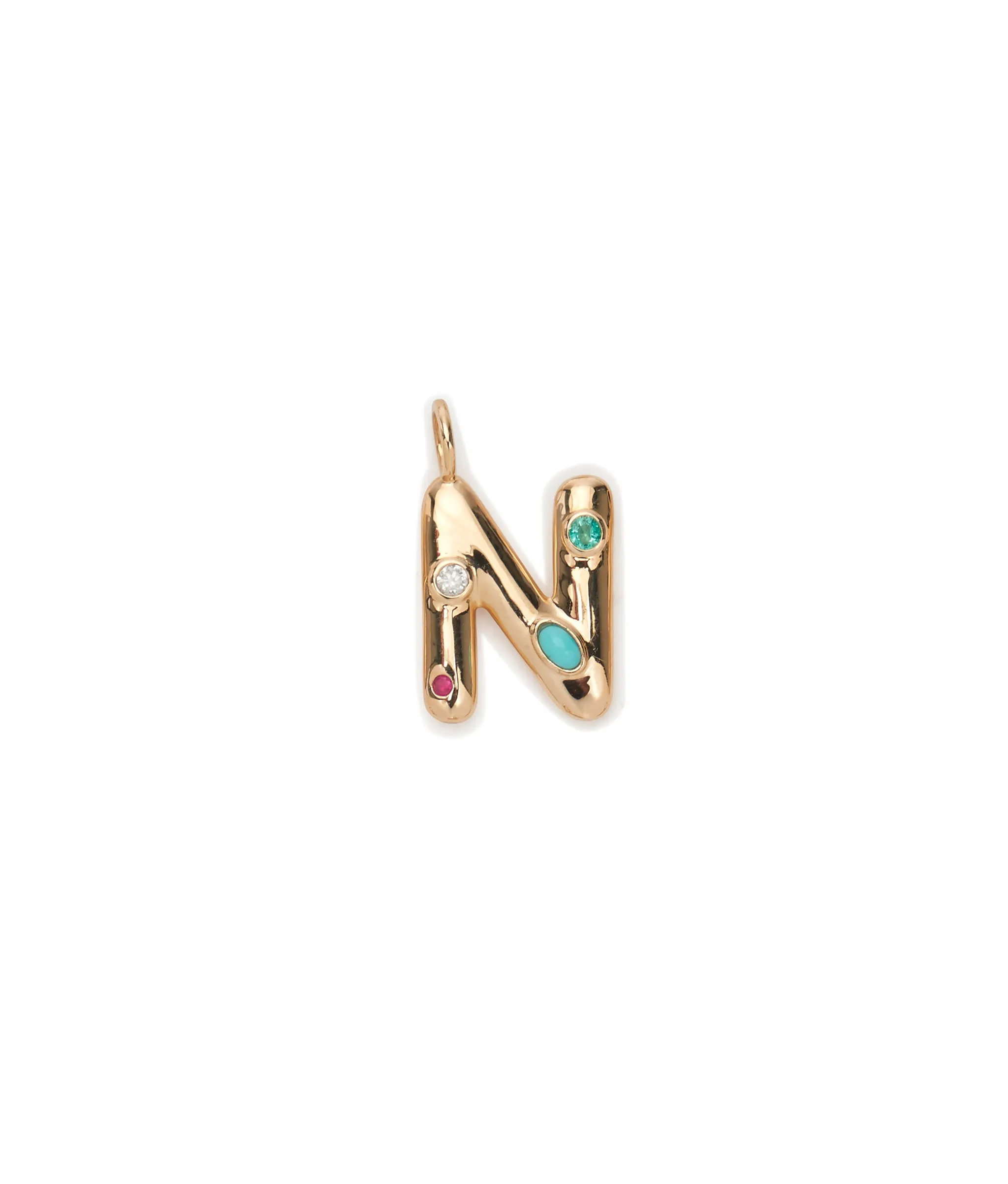 14k Gold Confetti Letter "N" Charm sold by Lizzie Fortunato