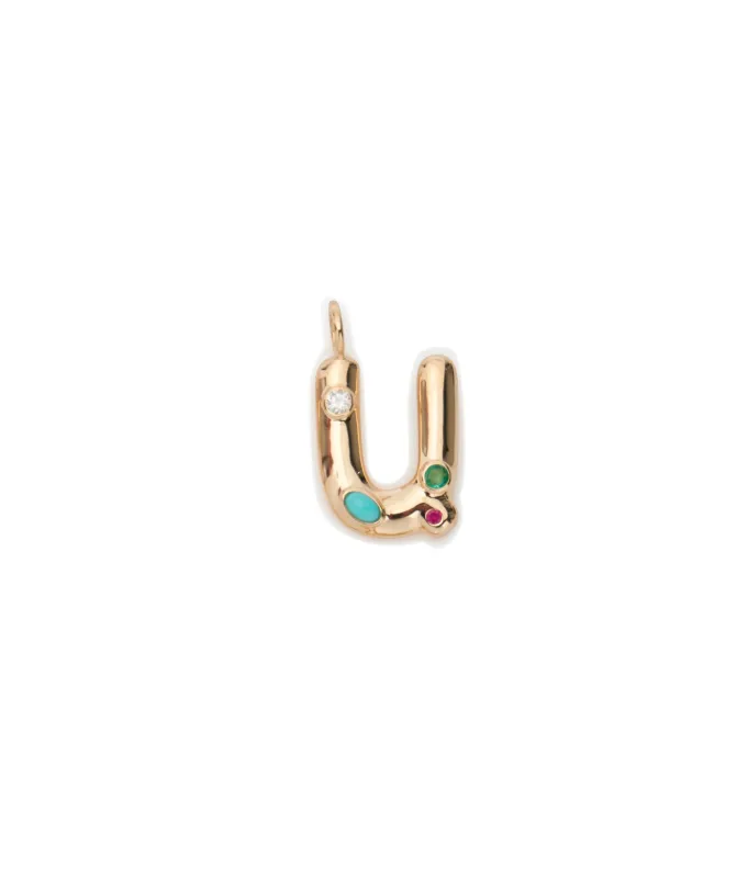 14k Gold Confetti Letter "U" Charm made by Lizzie Fortunato