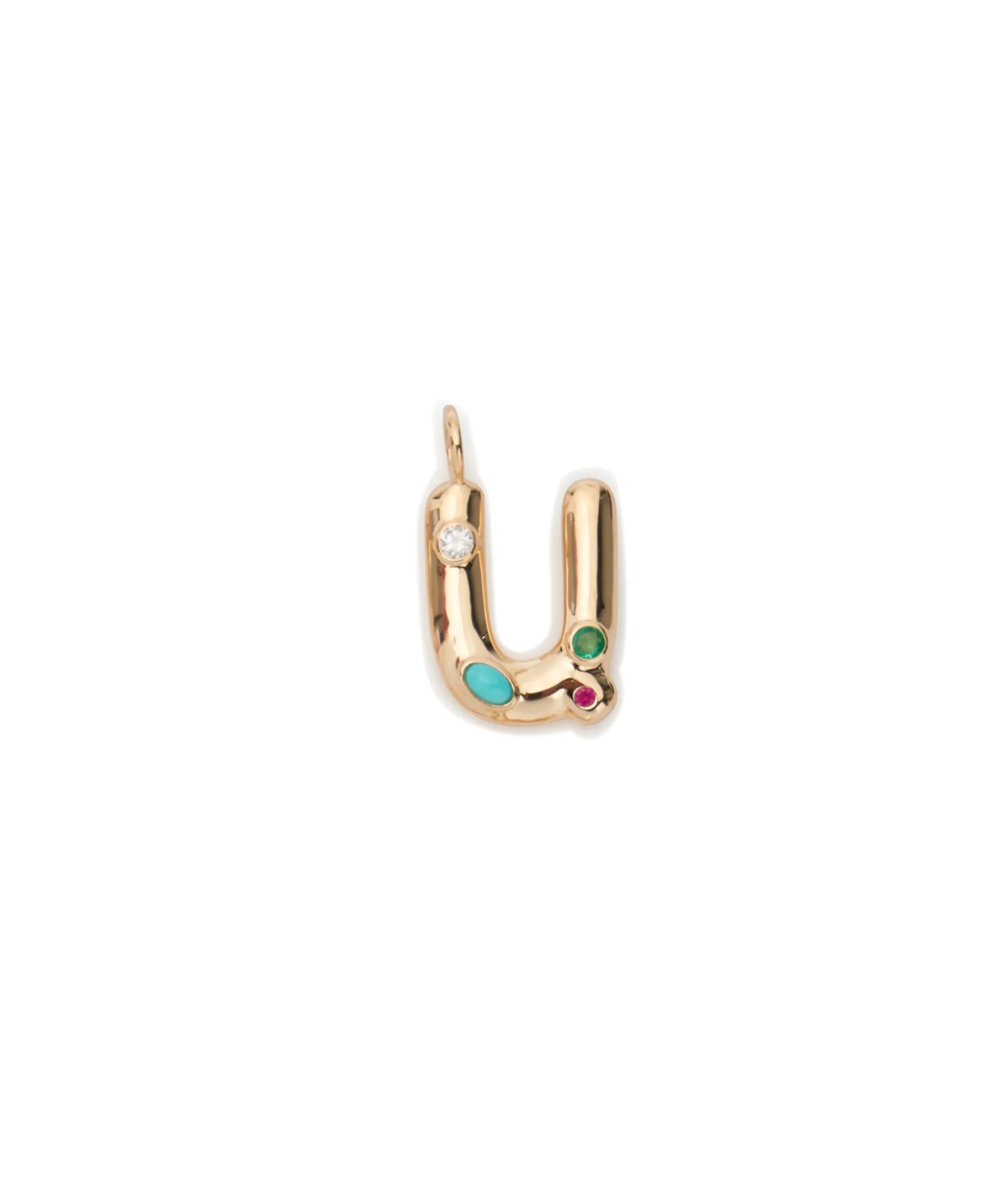14k Gold Confetti Letter "U" Charm sold by Lizzie Fortunato