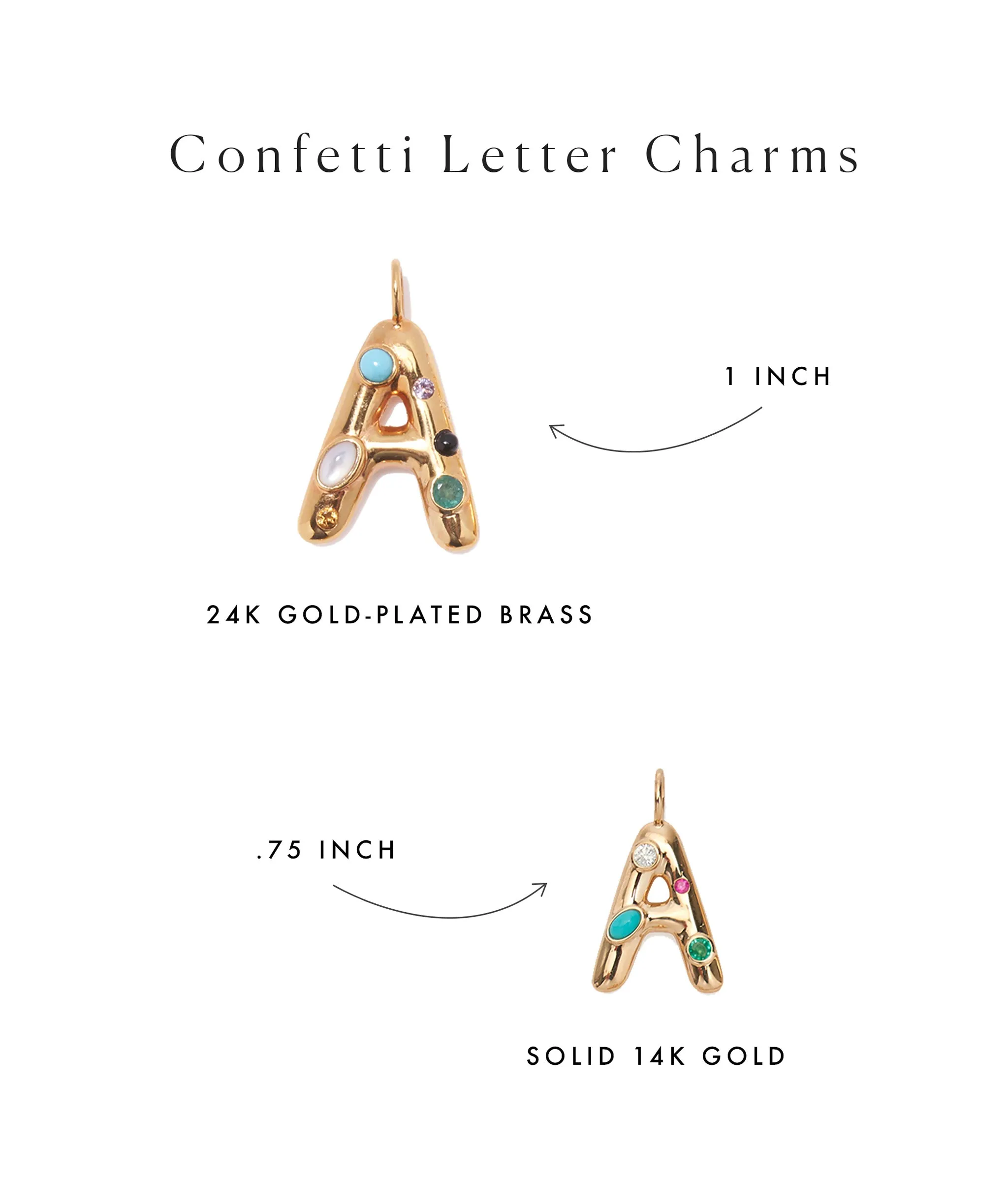 14k Gold Confetti Letter "U" Charm sold by Lizzie Fortunato product image thumbnail 5