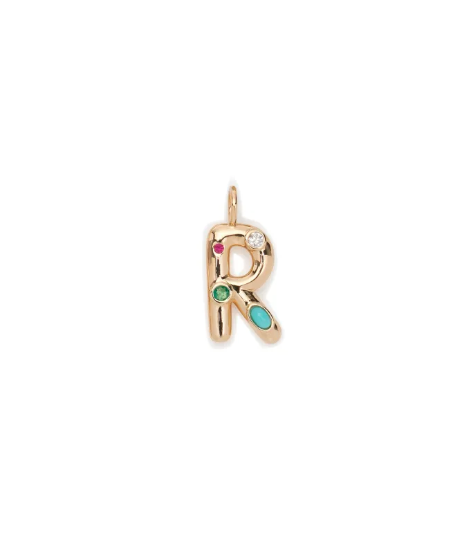 14k Gold Confetti Letter "R" Charm made by Lizzie Fortunato