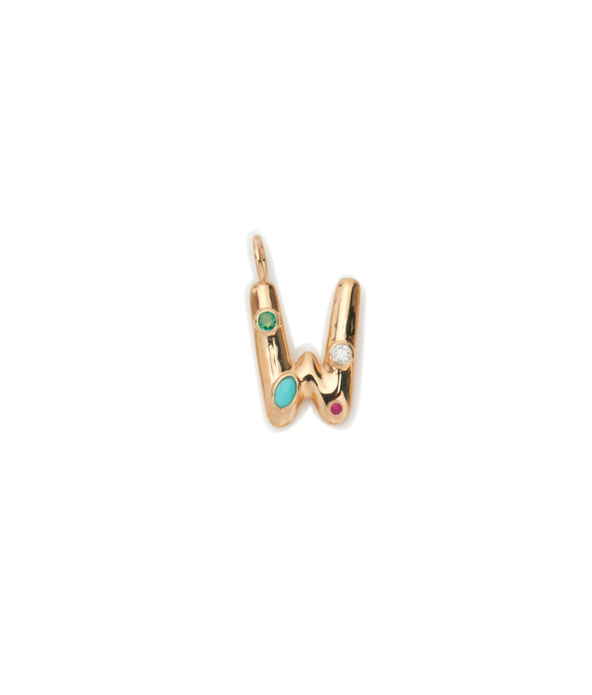 14k Gold Confetti Letter "W" Charm sold by Lizzie Fortunato