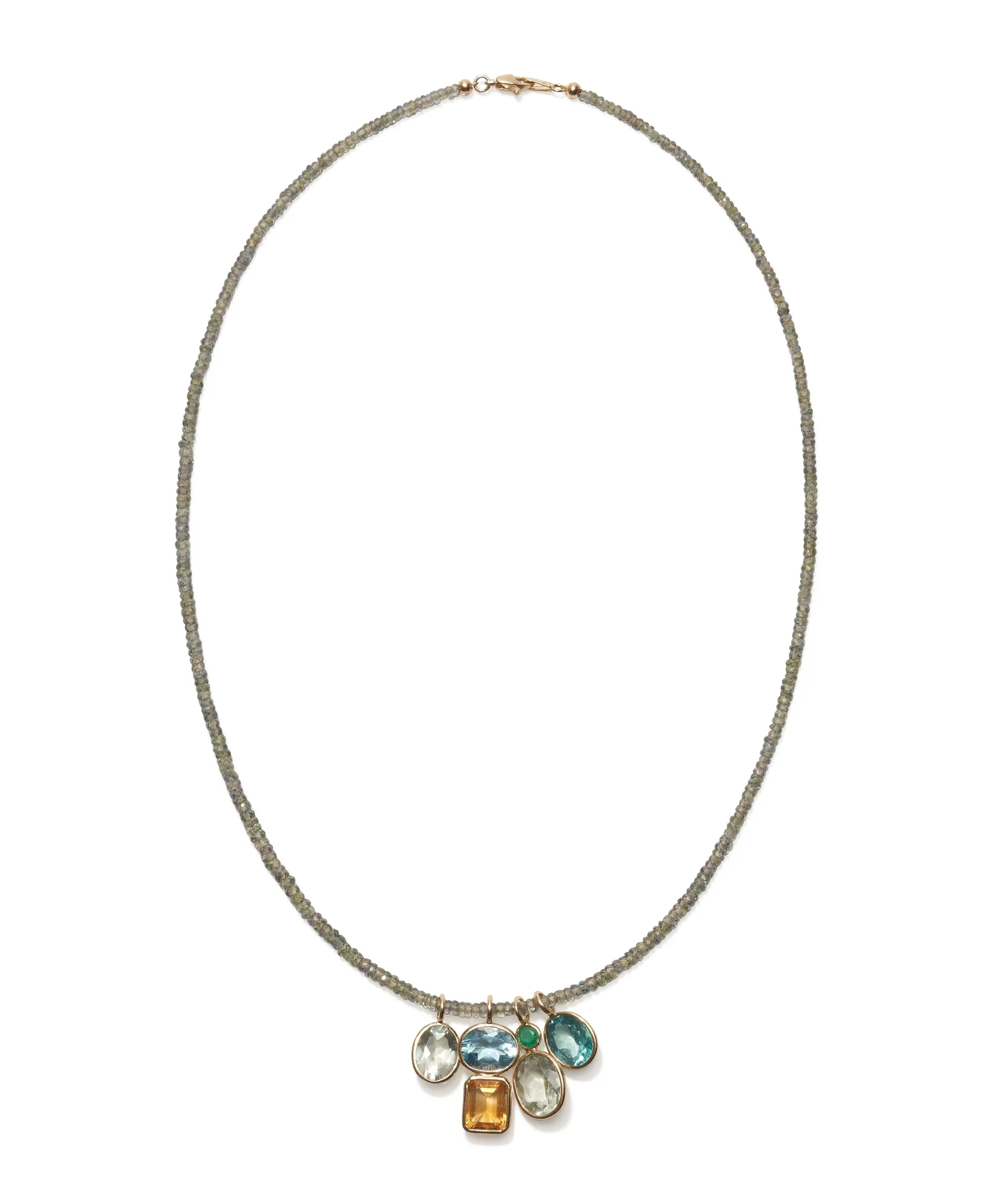 Fine Mood Charm Necklace in Green Sapphire sold by Lizzie Fortunato