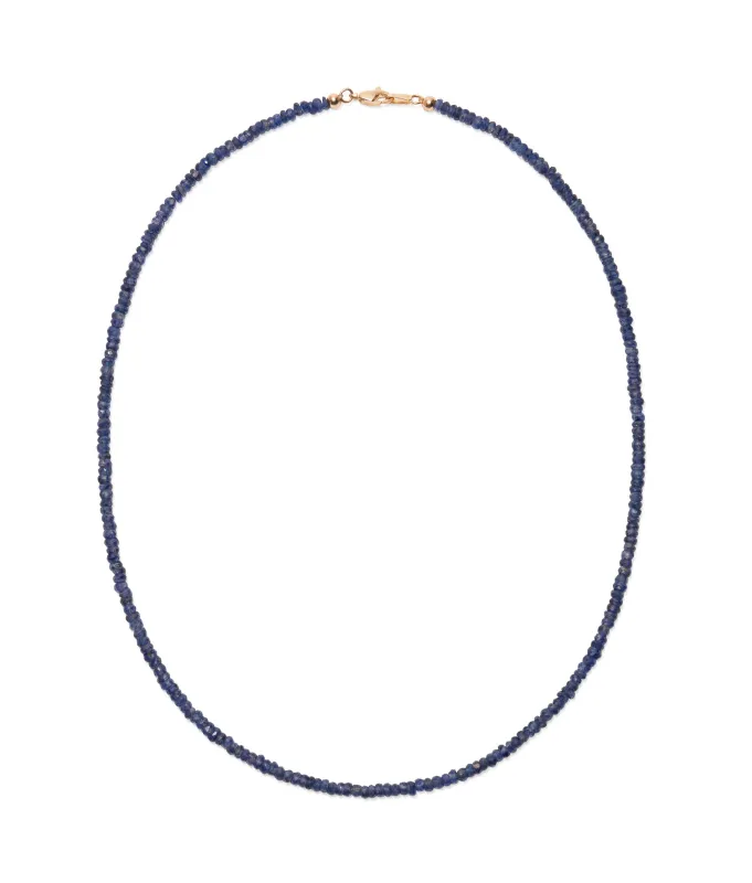 Tiny Beaded 14k Gold Necklace in Blue Sapphire sold by Lizzie Fortunato