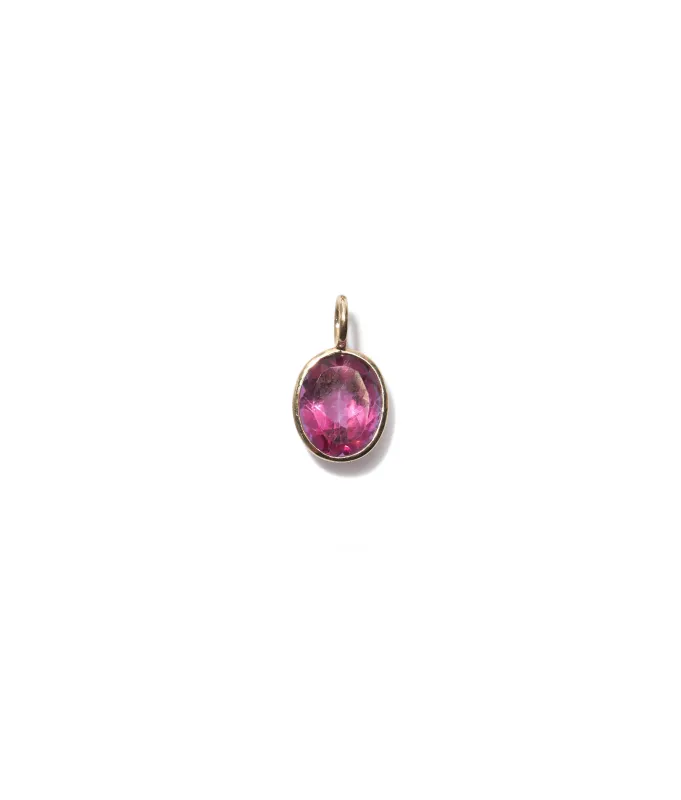 Singular Oval 14k Gold Necklace Charm in Pink Topaz sold by Lizzie Fortunato