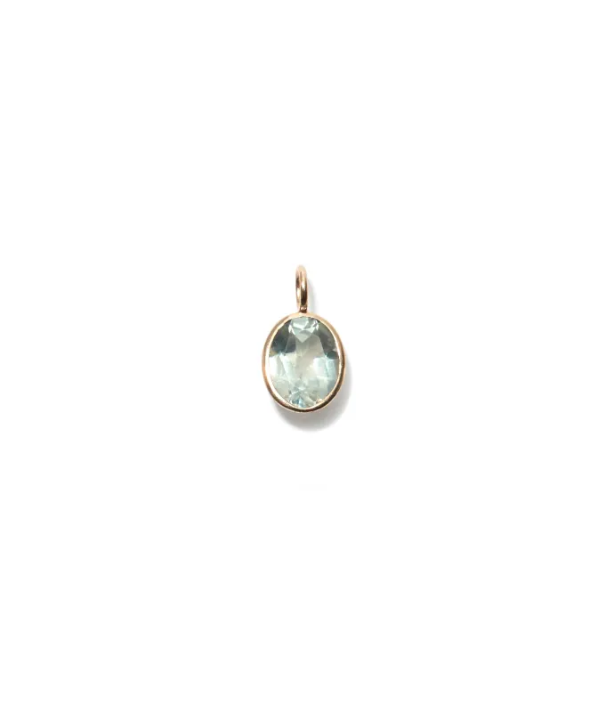 Singular Oval 14k Gold Necklace Charm in Green Amethyst sold by Lizzie Fortunato