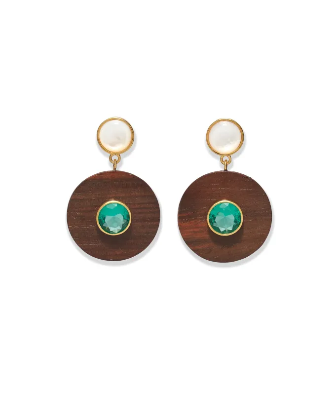 Taj Disc Earrings in Acacia Wood sold by Lizzie Fortunato