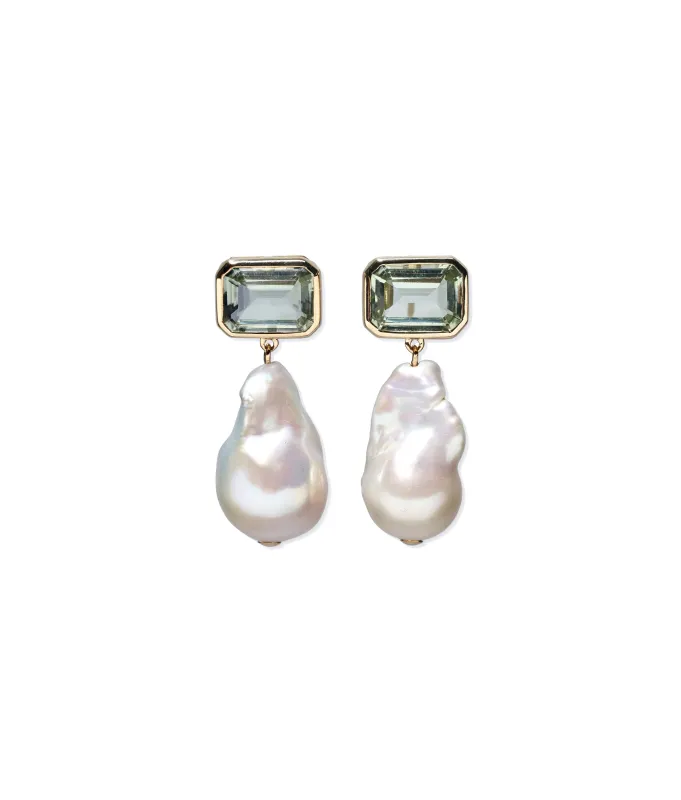 14k Gold Juno Earrings in Green Amethyst sold by Lizzie Fortunato