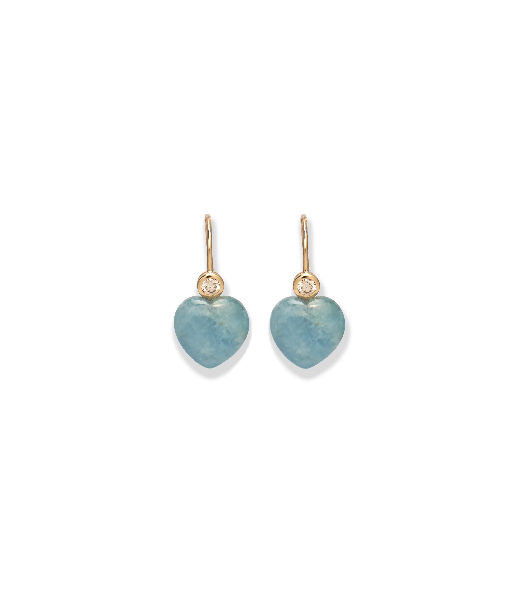 14k Gold Amor Earrings in Diamond & Aquamarine sold by Lizzie Fortunato