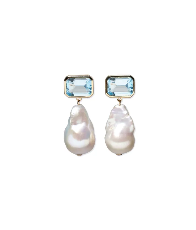14k Gold Juno Earrings in Sky Blue Topaz sold by Lizzie Fortunato