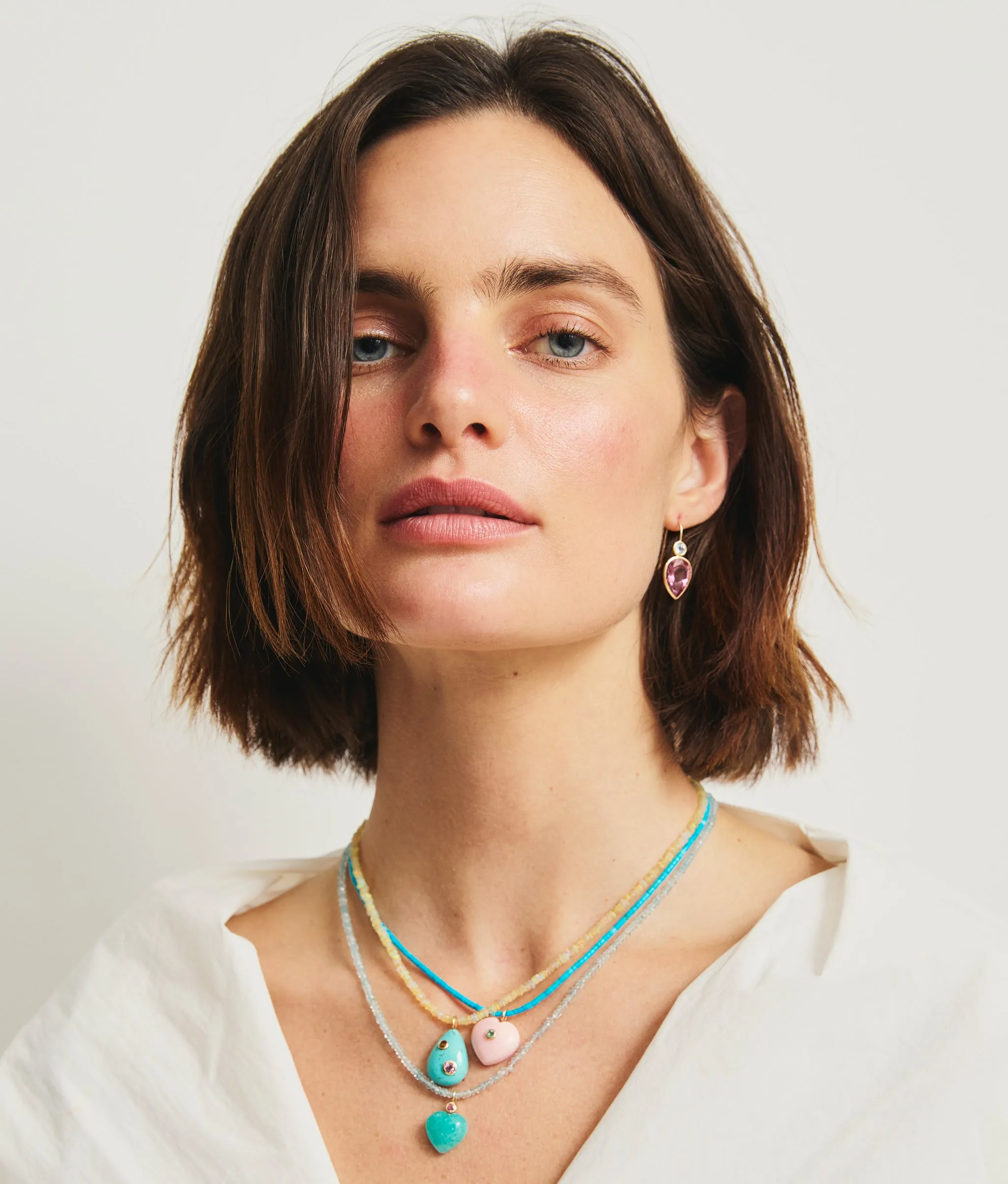 Amazonite Heart & Pink Tourmaline 14k Gold Necklace Charm sold by Lizzie Fortunato product image thumbnail 2
