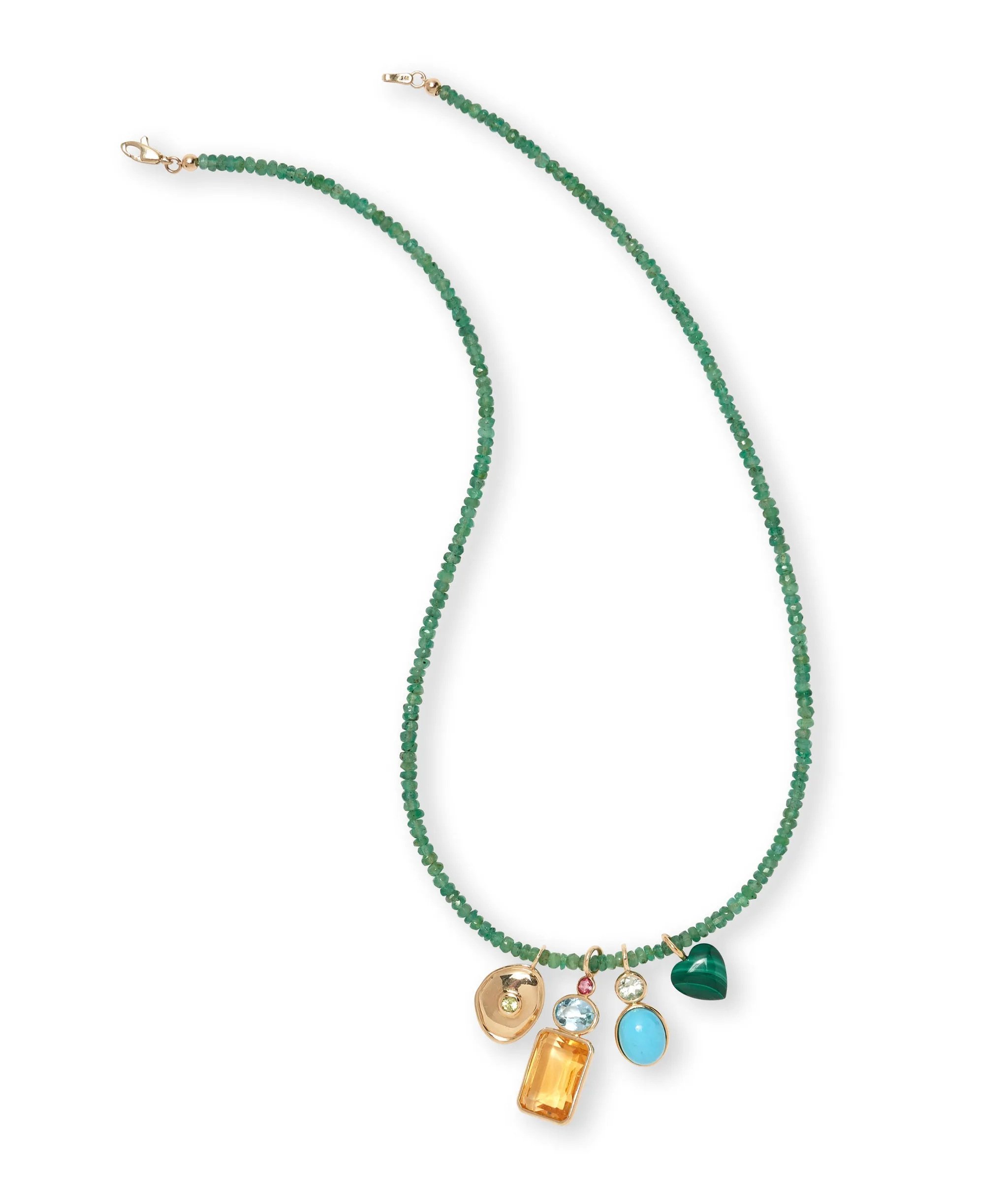 14k Gold Puffy Heart Necklace Charm in Malachite sold by Lizzie Fortunato product image thumbnail 2