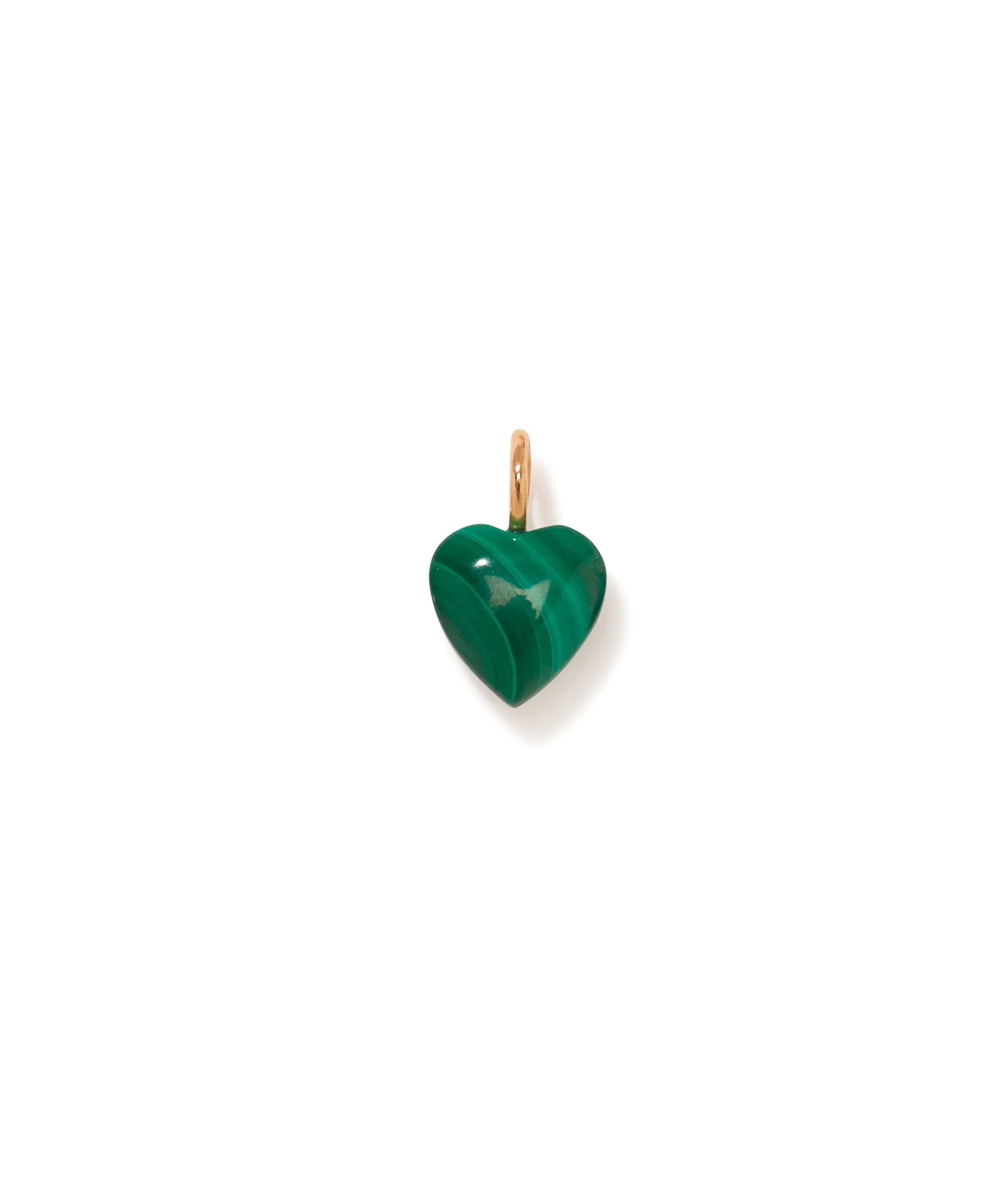 14k Gold Puffy Heart Necklace Charm in Malachite sold by Lizzie Fortunato