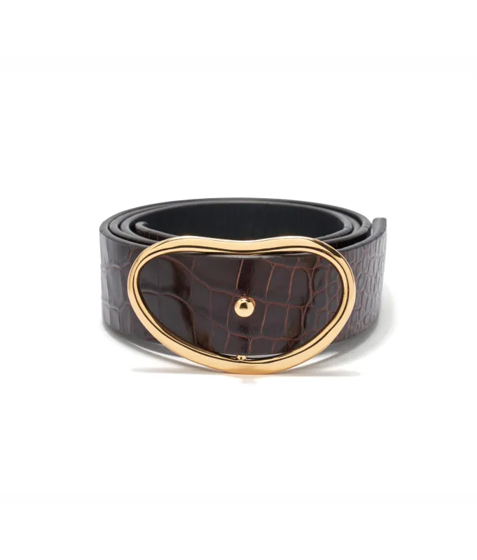 Wide Georgia Belt in Brown Croc made by Lizzie Fortunato