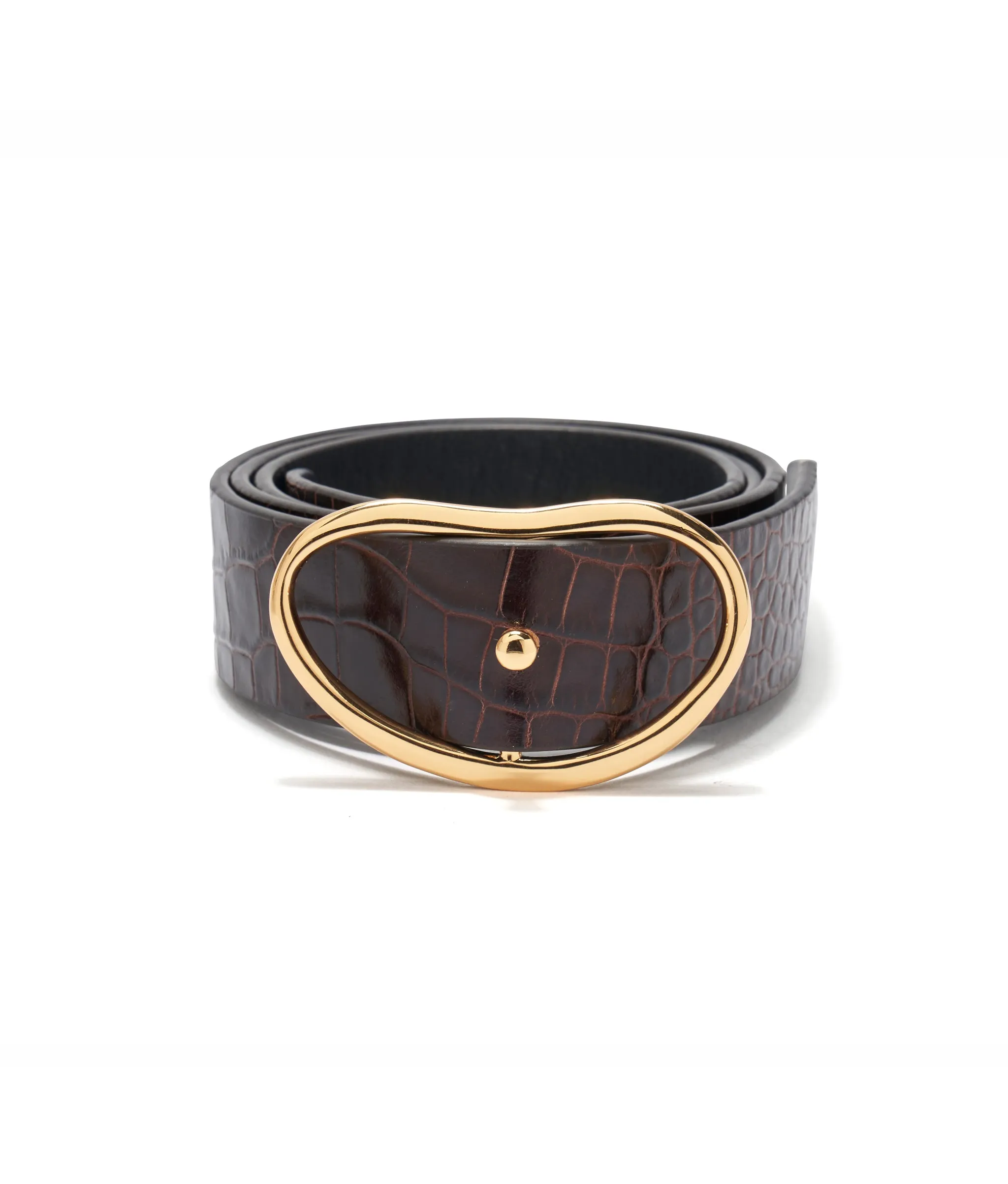 Wide Georgia Belt in Brown Croc sold by Lizzie Fortunato