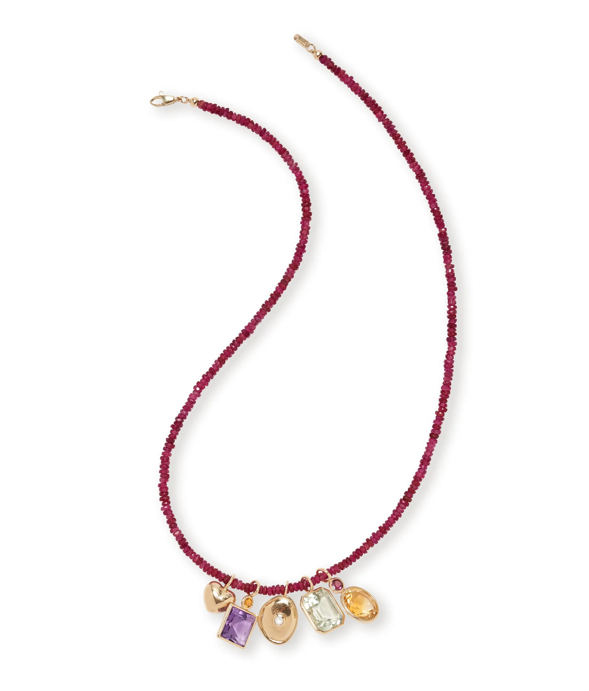 Tiny Beaded 14k Gold Necklace in Ruby sold by Lizzie Fortunato product image thumbnail 3