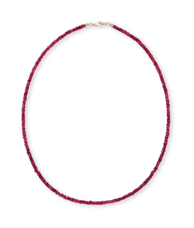 Tiny Beaded 14k Gold Necklace in Ruby sold by Lizzie Fortunato