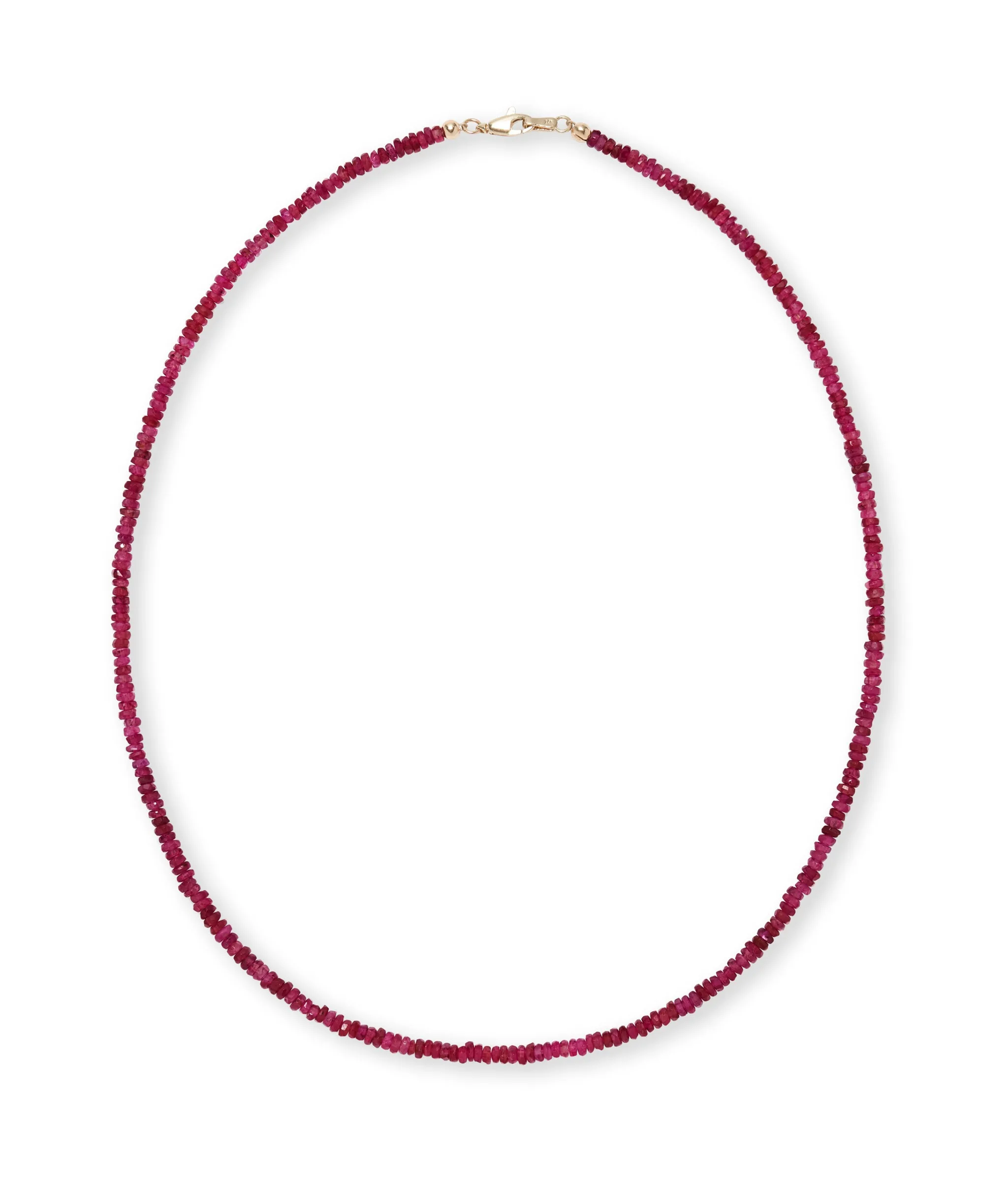 Tiny Beaded 14k Gold Necklace in Ruby sold by Lizzie Fortunato