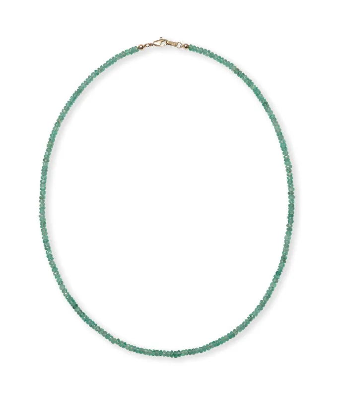 Tiny Beaded 14k Gold Necklace in Emerald sold by Lizzie Fortunato