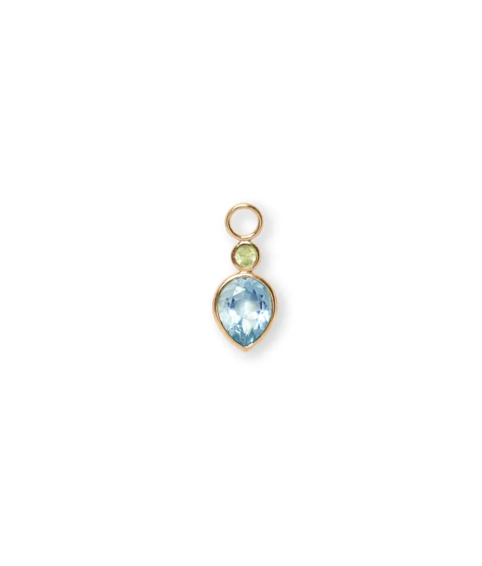 Teardrop 14k Gold Earring Charm in Peridot & Sky Blue Topaz sold by Lizzie Fortunato