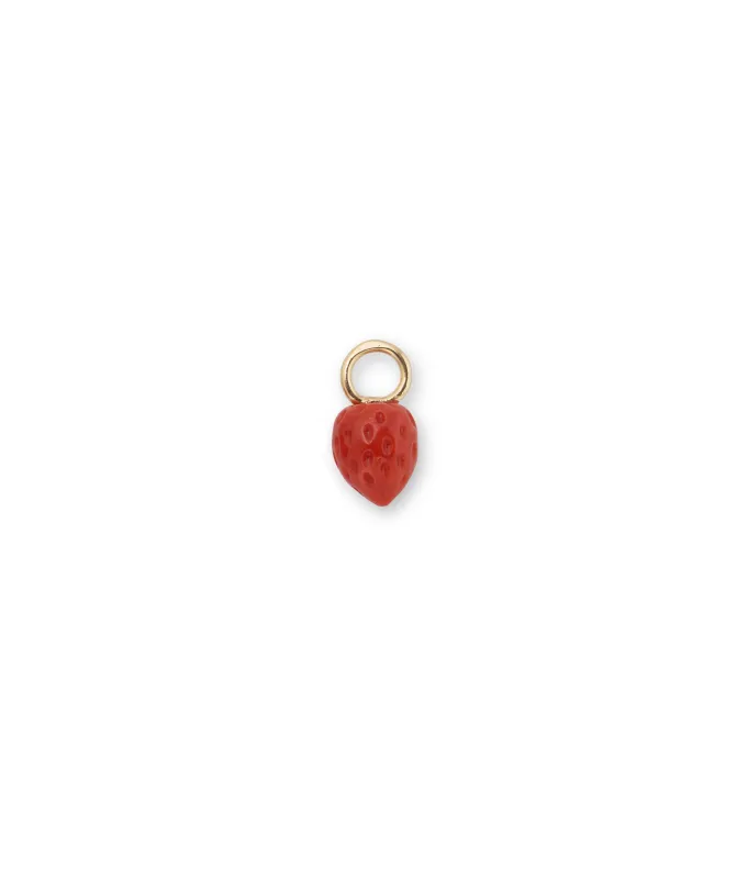 Puffy Coral Strawberry 14k Gold Earring Charm made by Lizzie Fortunato