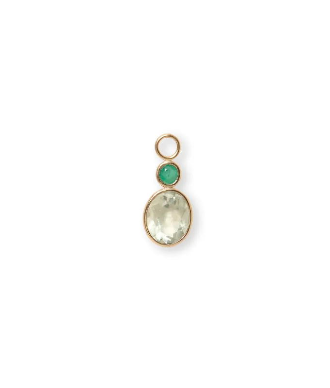 Oval 14k Gold Earring Charm in Emerald & Green Amethyst sold by Lizzie Fortunato