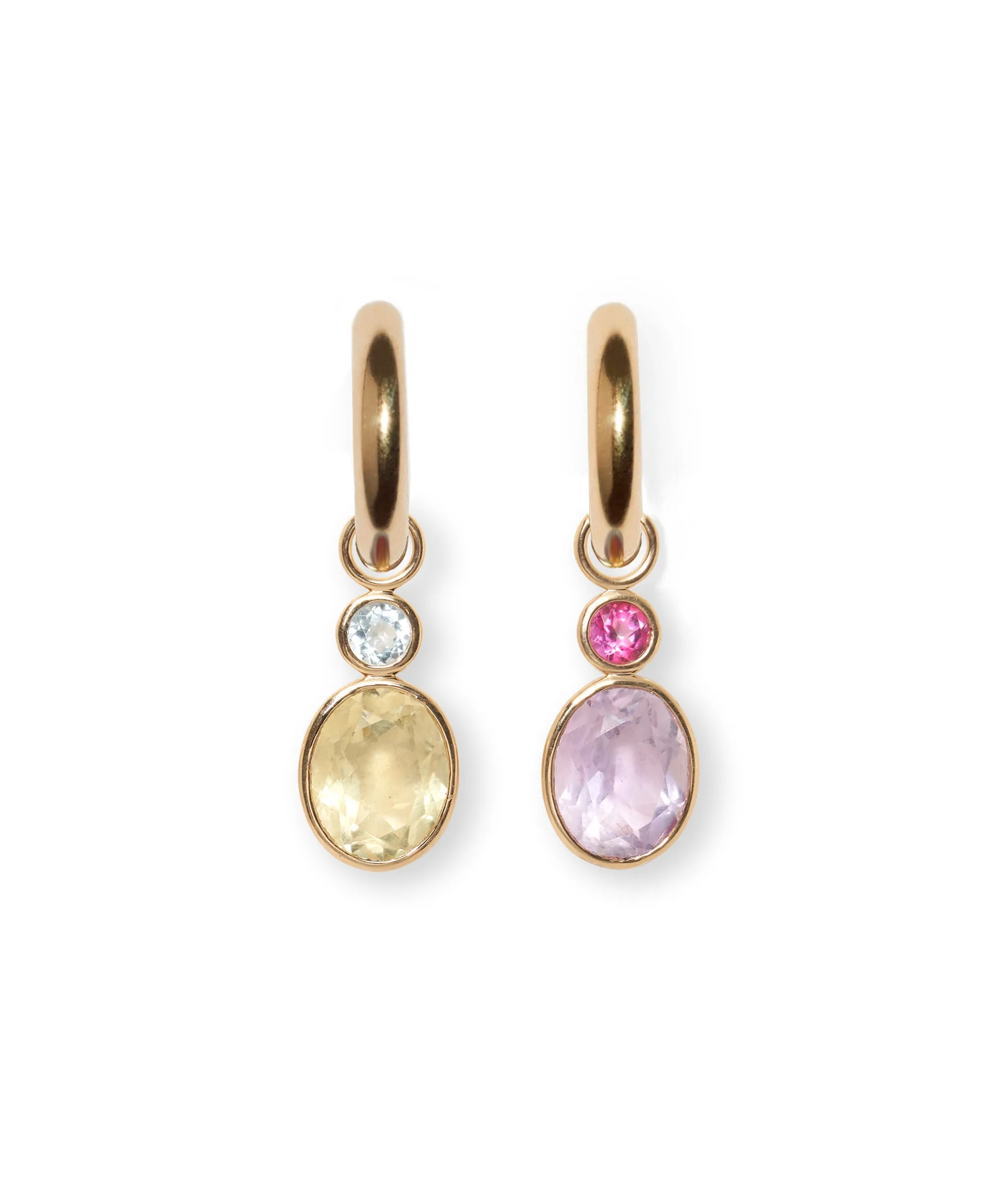 Oval 14k Gold Earring Charm in Pink Topaz & Pink Amethyst sold by Lizzie Fortunato product image thumbnail 2