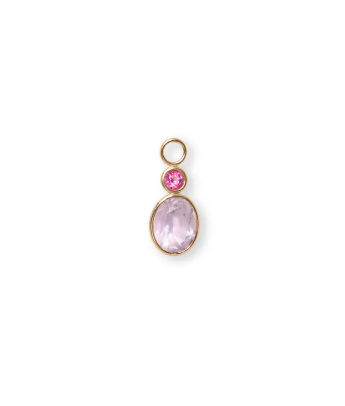 Oval 14k Gold Earring Charm in Pink Topaz & Pink Amethyst sold by Lizzie Fortunato