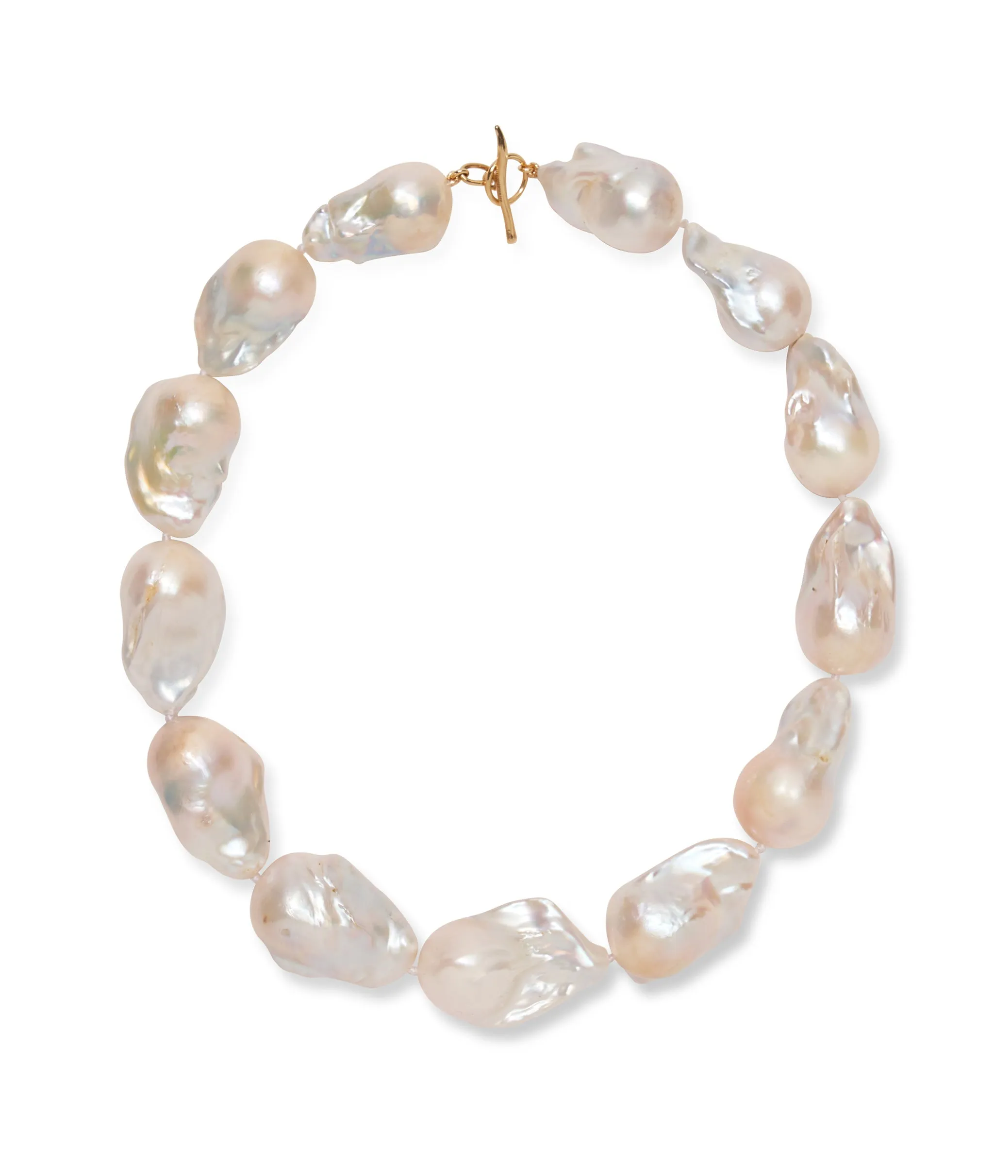 Extra Large White Baroque Pearl & 14k Gold Necklace sold by Lizzie Fortunato