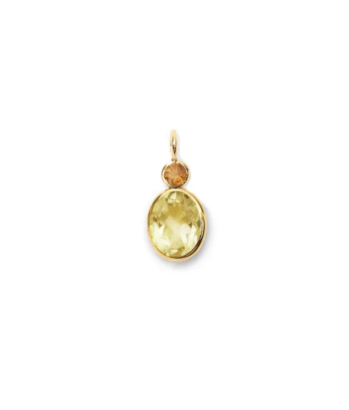Oval 14k Gold Necklace Charm in Citrine & Lemon Quartz sold by Lizzie Fortunato