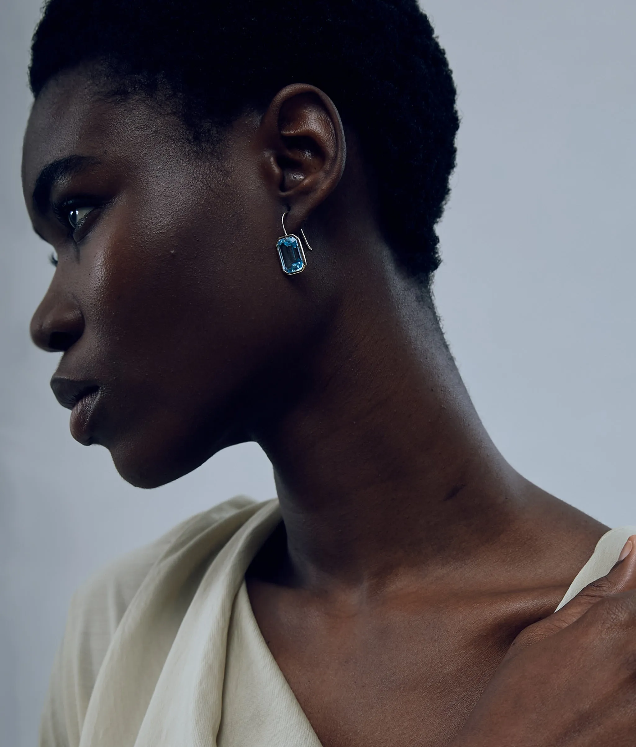 14k Gold Aria Earrings in Sky Blue Topaz sold by Lizzie Fortunato product image thumbnail 4