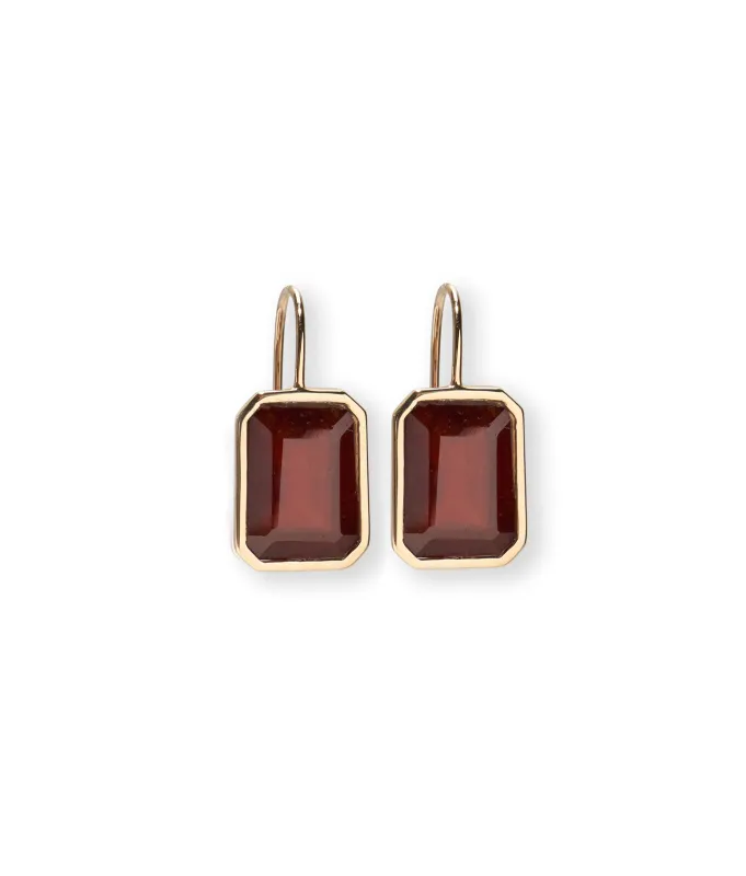 14k Gold Aria Earrings in Hessonite Garnet sold by Lizzie Fortunato