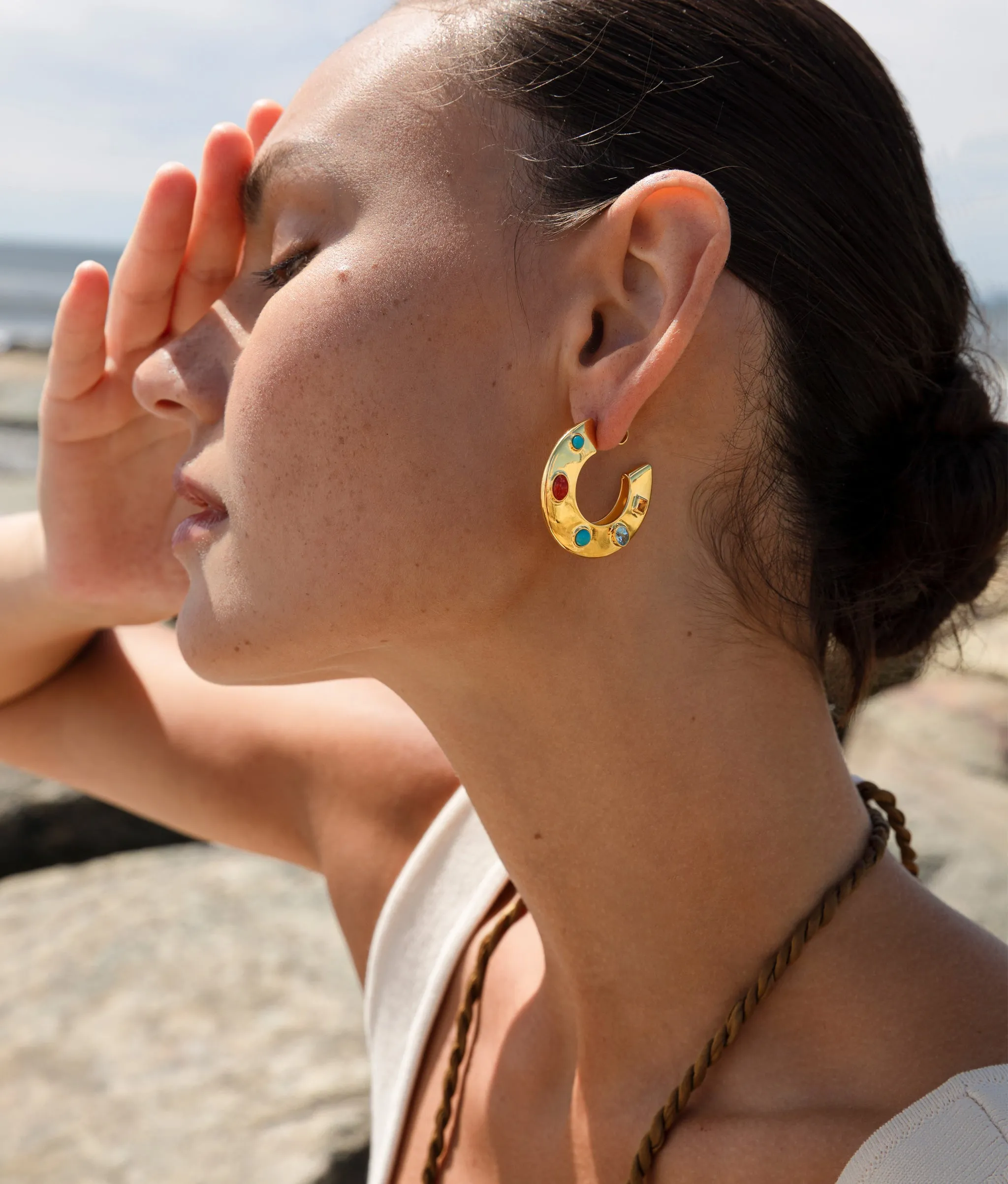 Saucer Hoops in Dotted Stone sold by Lizzie Fortunato product image thumbnail 4